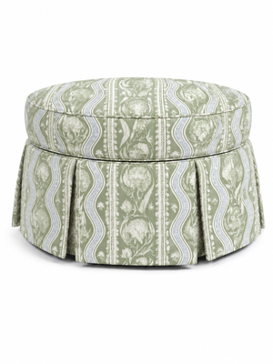 Sage Botanical Medallion Stripe, Pleated 40" — view 1