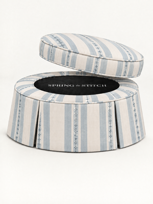 Powder Blue Farmhouse Stripe, Pleated 40" — view 2
