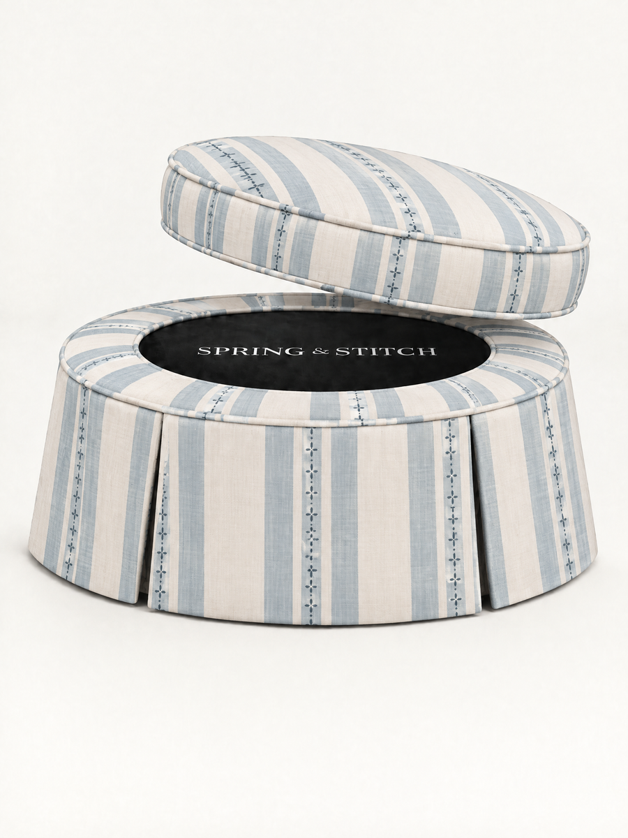 Powder Blue Farmhouse Stripe, Pleated 40" — alternate view