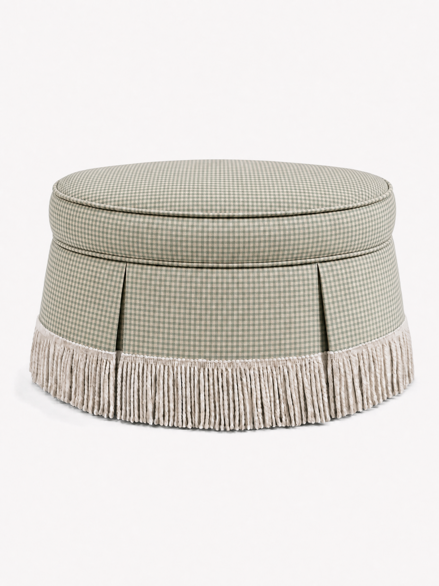 Pelham Juniper Green Check with Off-White Bullion Fringe 40" — alternate view