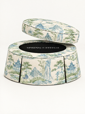 Blue & Sage Chinoiserie Landscape, Pleated 40" — view 2