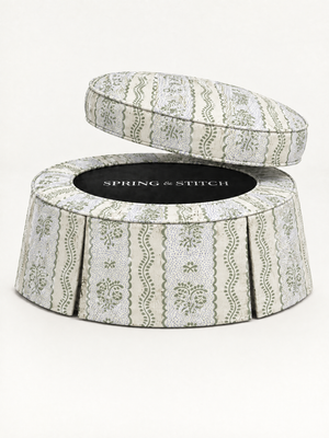 Cream & Sage Lace Stripe, Pleated 40" — view 2