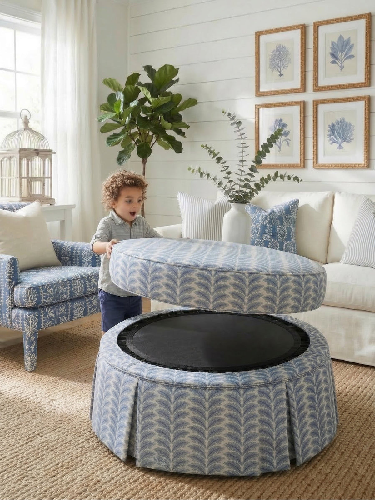 Why This Mom Turned Her Rebounder Into a Designer Ottoman — And Built Spring & Stitch Around It