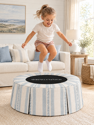 Powder Blue Farmhouse Stripe, Pleated 40" — view 3