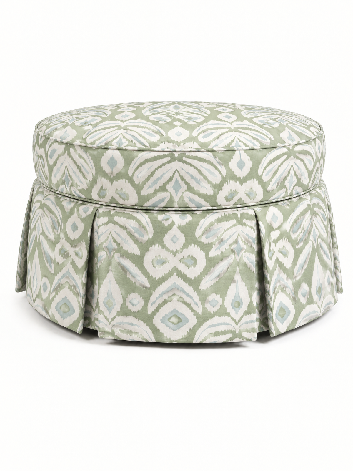 Large Sage Reverse Ikat, Pleated 40"