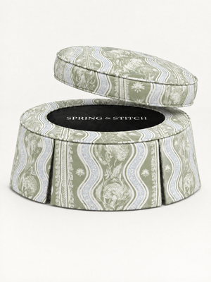 Sage Botanical Medallion Stripe, Pleated 40" — view 2