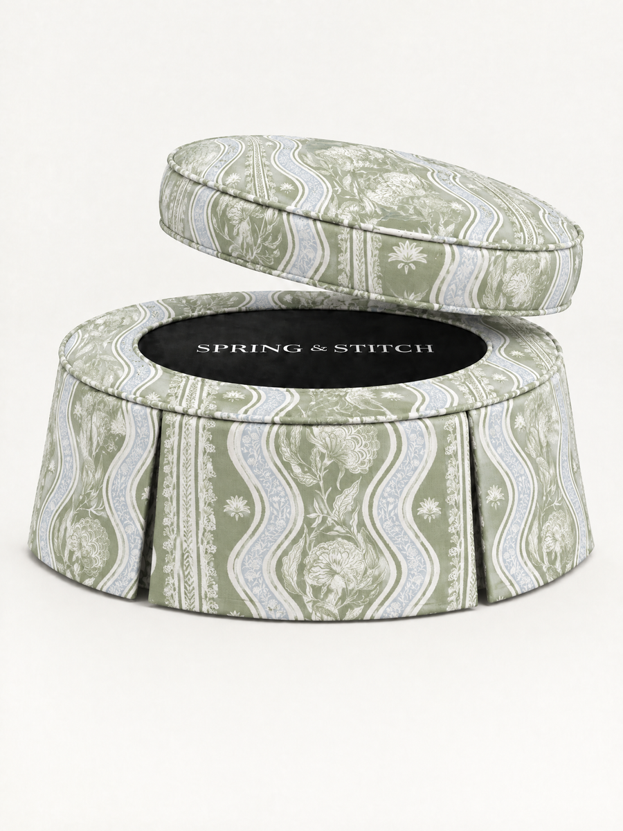 Sage Botanical Medallion Stripe, Pleated 40" — alternate view