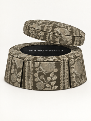 Dark Olive Heirloom Floral, Pleated 40" — view 2