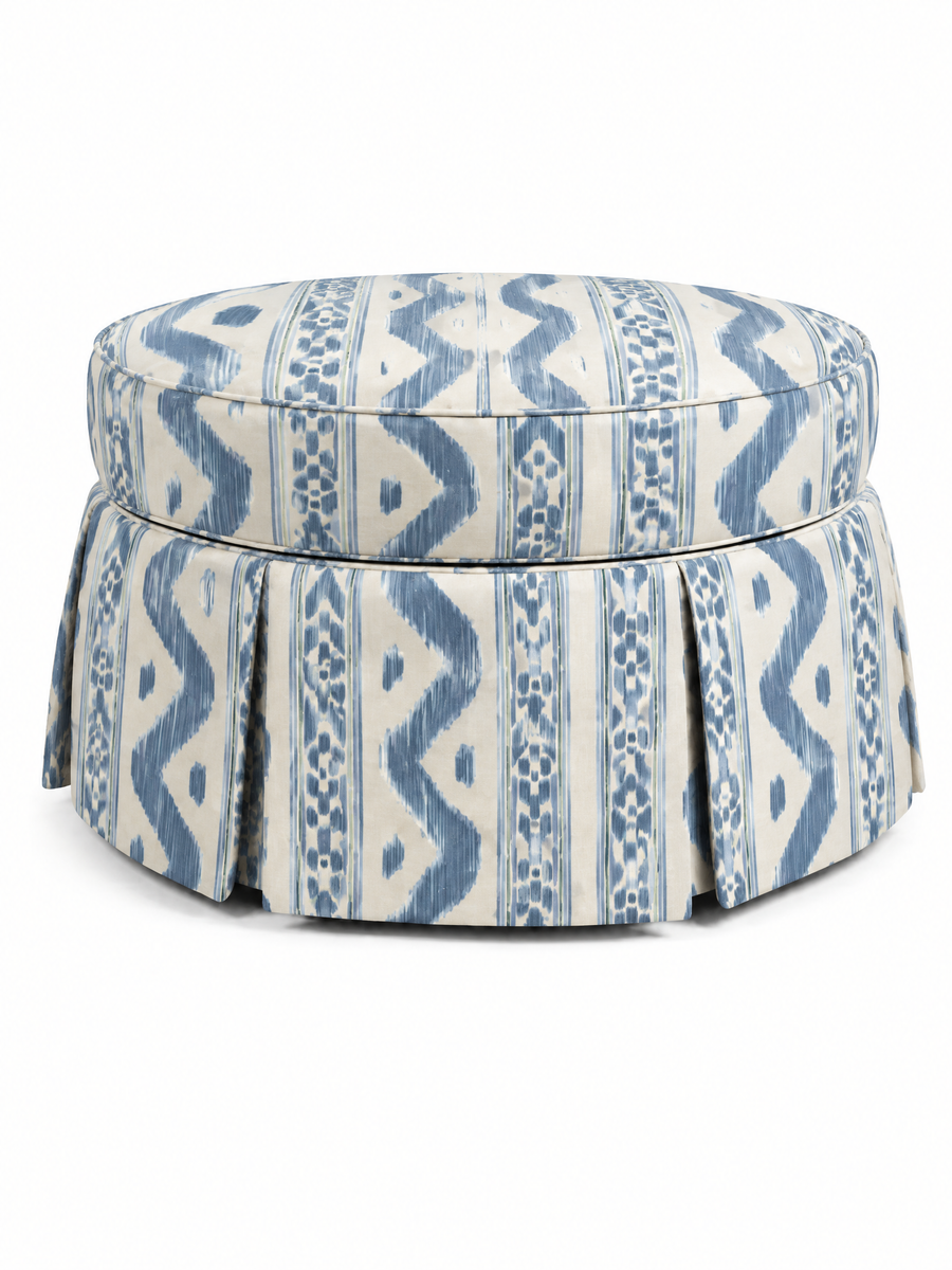 French Blue Ikat Stripe, Pleated 40" — closed
