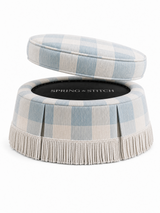Lagoon Blue Check P. Kaufmann 40" with 6" Off-White Bullion Fringe