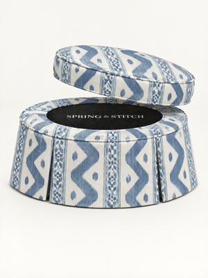 French Blue Ikat Stripe, Pleated 40" — view 2