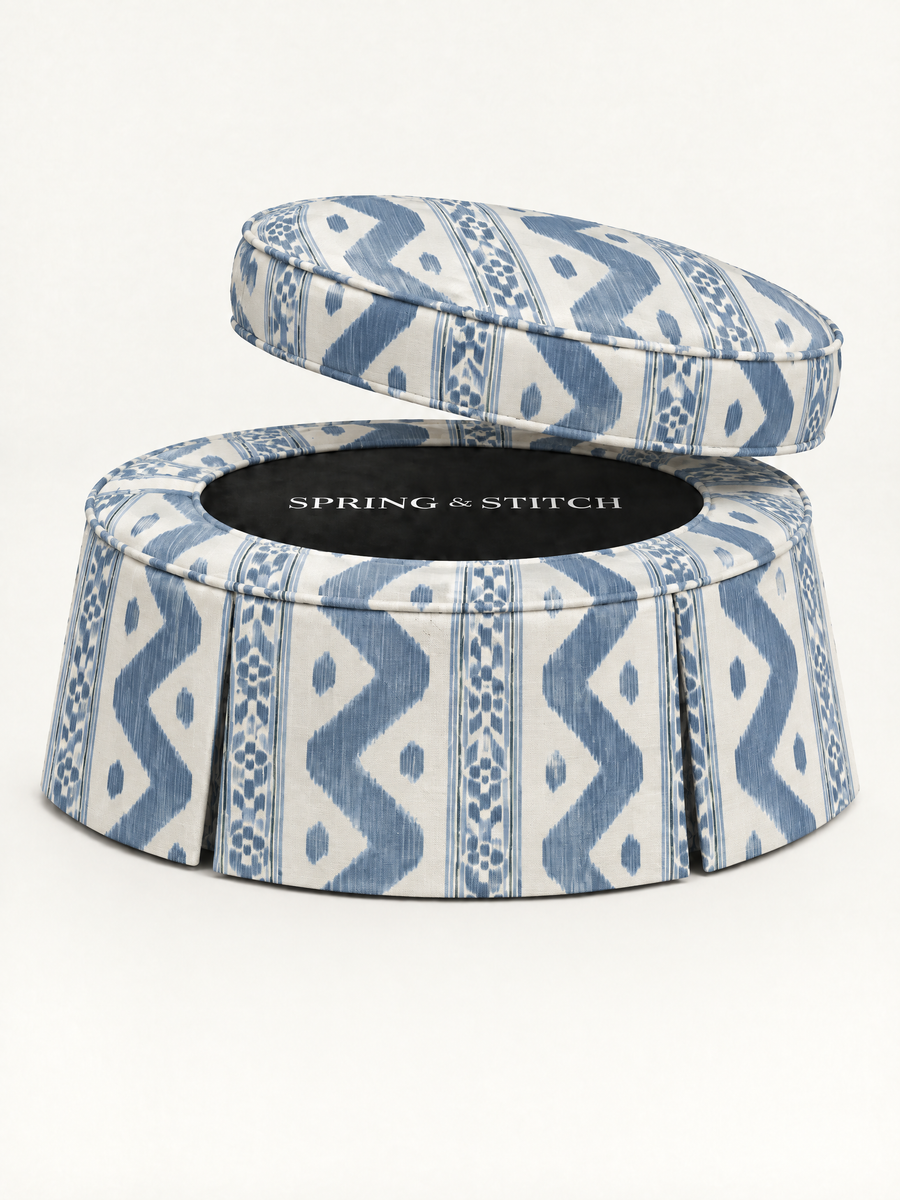 French Blue Ikat Stripe, Pleated 40" — alternate view