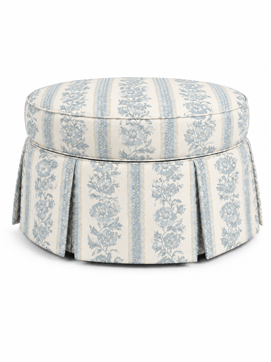 Powder Blue Garden Damask, Pleated 40" — closed