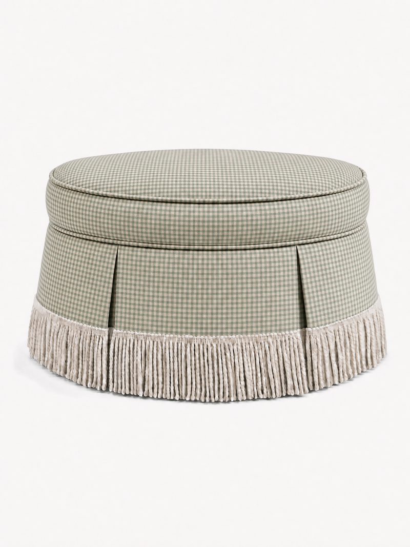 Pelham Juniper Green Check with Off-White Bullion Fringe 40"
