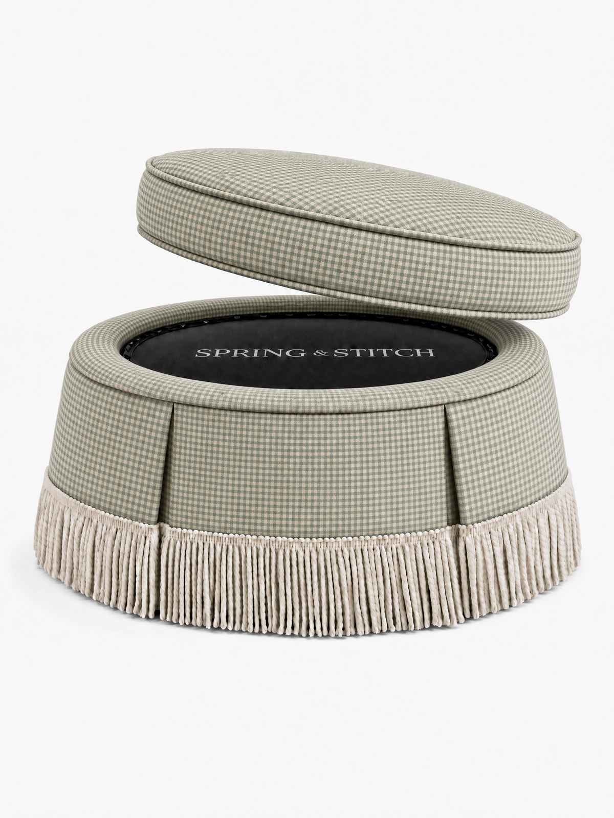 Pelham Juniper Green Check with Off-White Bullion Fringe 40"