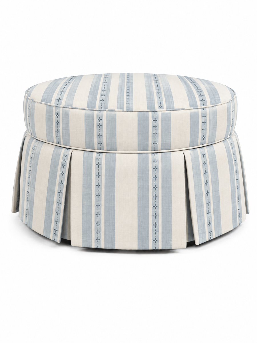 Powder Blue Farmhouse Stripe, Pleated 40" — closed