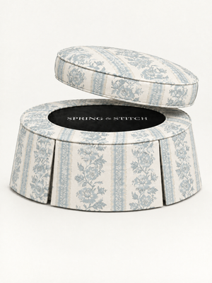 Powder Blue Garden Damask, Pleated 40" — view 2