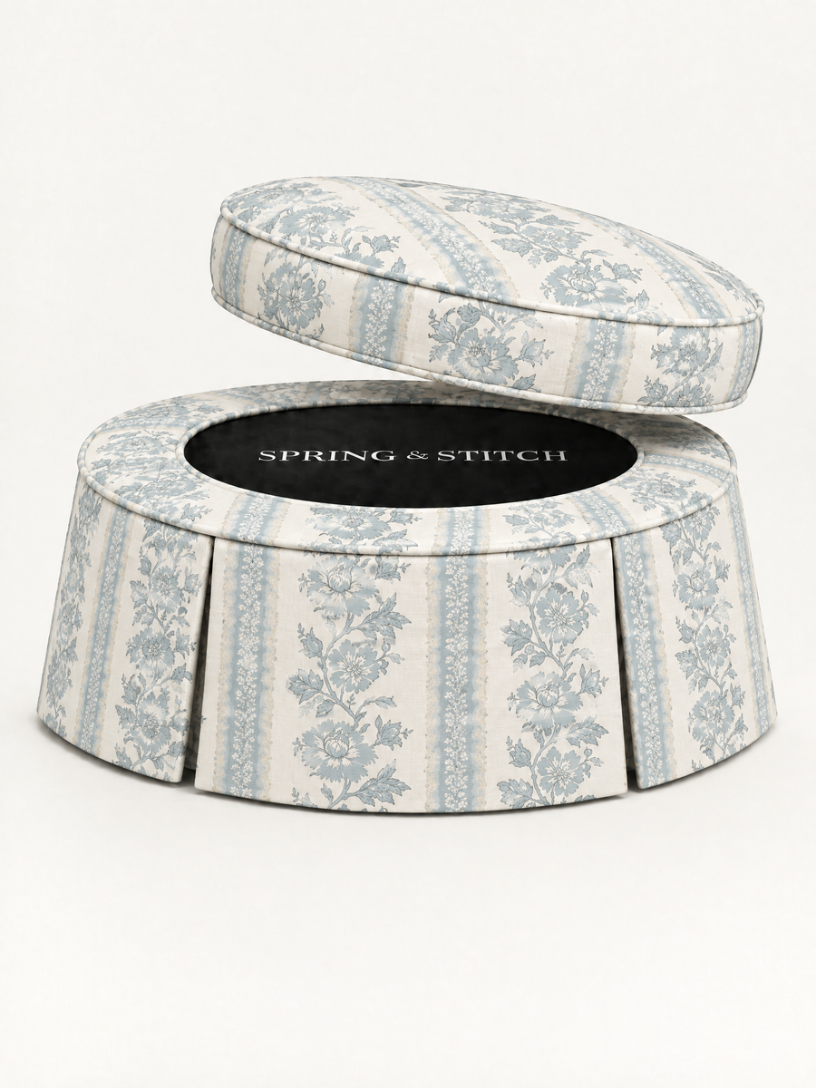 Powder Blue Garden Damask, Pleated 40" — alternate view