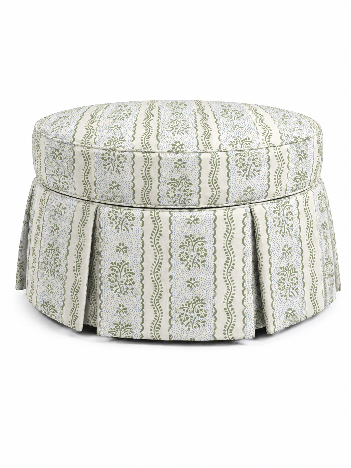 Cream & Sage Lace Stripe, Pleated 40"