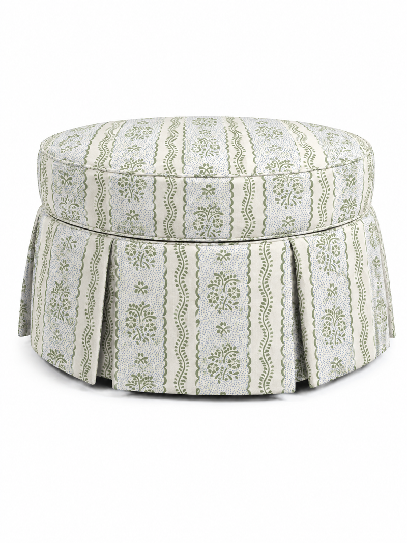 Cream & Sage Lace Stripe, Pleated 40"