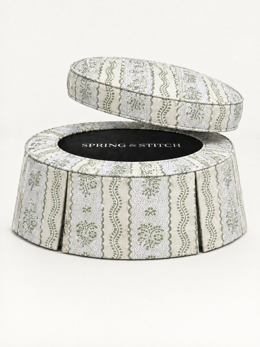 Cream & Sage Lace Stripe, Pleated 40" — alternate view