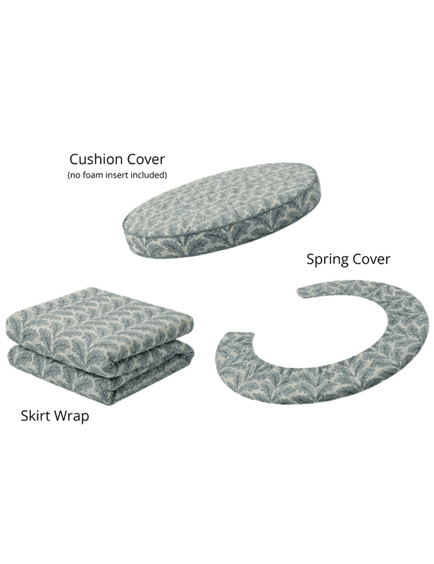 The Bounder™ Cover Set — cushion cover, skirt wrap, and spring cover in blue floral